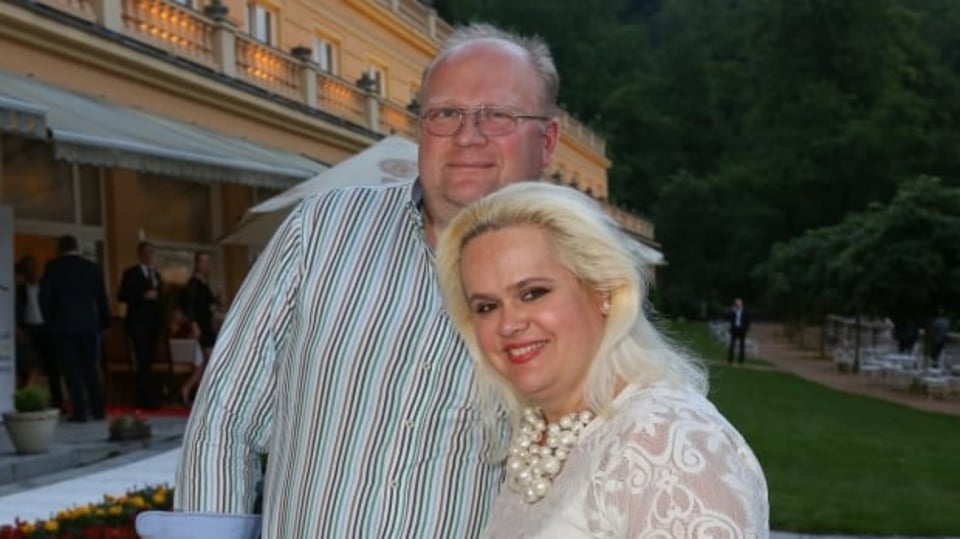 Monika Štiková a její manžel Michal na večírku